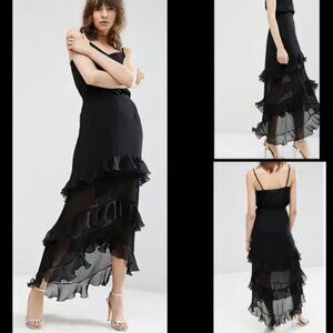 ASOS Black High Low Ruffled Skirt